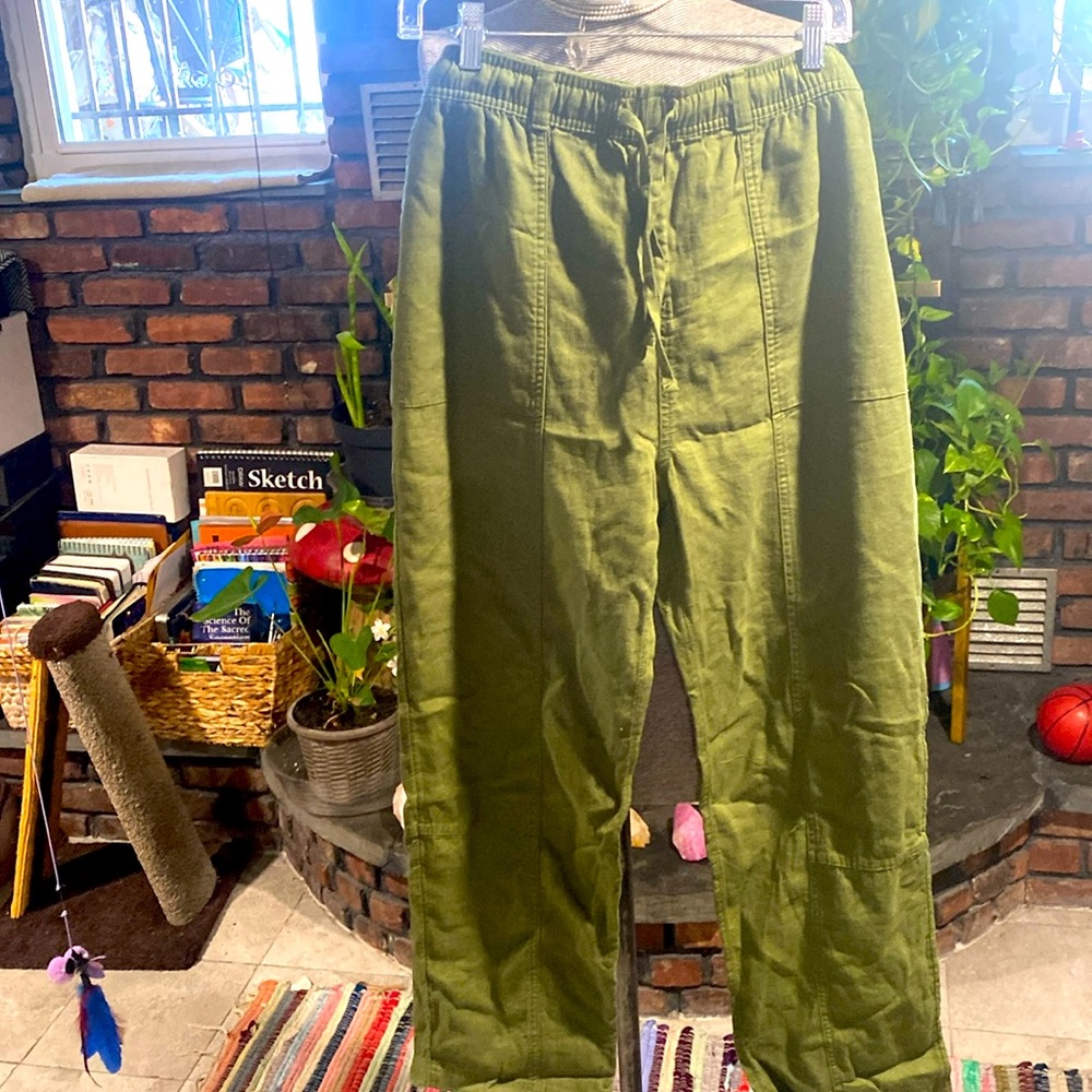 Linen green pants